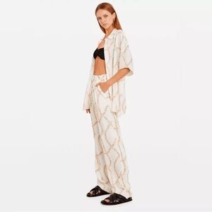 ✨NWT✨ Anine Bing Linen-Blend Carrie Trousers in Chain Print - Size 38